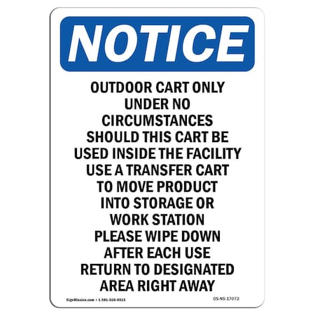 Signmission Safety Sign, OSHA Notice, 14" Height, Outdoor Cart Only Under No Circumstances Sign, Portrait OS-NS-D-1014-V-17072